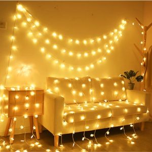 2.5/3M 20LED Stars Colorful Snowflake-shaped LED Lights Christmas Party Background Decoration String Lights Wedding Room Decoration Holiday Lighting