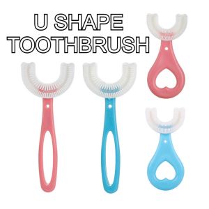 360 Degrees Kids U-Shape Manual Toothbrush Baby Silicon Silicone Toothbrushes Baby Mousse Foam Toothpaste Brush Children Tooth Cleaning Mousse Teeth