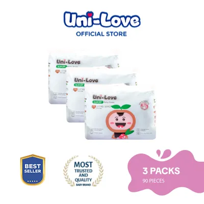 Uni-Love Slim Fit Baby Pants 30s (XXX-Large) Pack of 3 - Hypoallergenic | Super Absorbent | Ultrasoft | Neutralizes PH Level | Double Leakguard | Pants type | Breathable