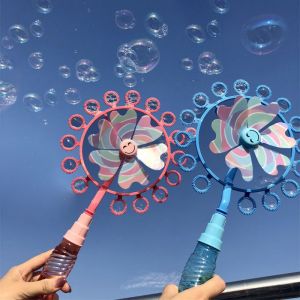 Kids Bubble Machine Blower Magic Rotating Windmill Toy Wedding Soap Bubble Outdoor Toys for Girls Boys Birthday Gift