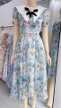 Đầm hoa thiết kế tặng kèm hoa cài cực xinh, Váy hoa nhí, váy đi làm - XU XU SHOP - Váy voan hoa cao cấp cổ V phù hợp công sở, đi chơi - ẢNH THẬT. 