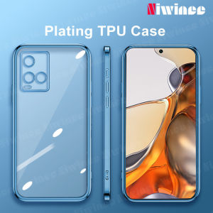 Ốp Lưng Điện Thoại TPU Mềm Trong Suốt CẠNH VUÔNG Thẳng Mạ Sang Trọng Cho VIVO Y21/Y21s/Y33s/Y21T/Y33T/Y21A/T1X Ốp Lưng Điện Thoại Trong Suốt Với Ống Kính Đầy Đủ Ốp Lưng Bảo Vệ Chăm Sóc Bán Chạy