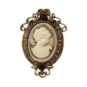 Elegant Vintage Cameo Brooch Pin Set With Antiqued Gold Finish Sparkly Alloy Cameo Lapel Pin For Women