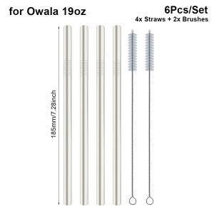 HEFEI 6Pcs/Set With Brush Stainless Steel Straw 10mm Reusable Cup Replacement Straw Water Bottle Straw for Owala 16oz 19oz 24oz 32oz 40oz