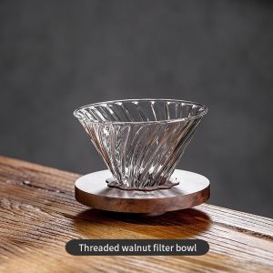 Bincoo Bình đựng cà phê ủ bằng tay đặt nồi chia sẻ thủy tinh hai lớp 400ml Bộ lọc cupv60 cán bằng gỗ rót bằng tay 600ml