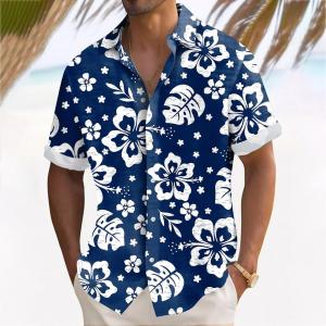 ZEEMIN Beach Flower Print Mens Shirts Summer New Short Sleeve Beach Casual Hawaiian Shirts Loose Oversized Shirt For Men Clothing 2024
