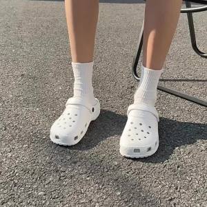 [Free Shipping] Non-slip perforated shoes for summer odor-resistant suitable for home indoor and outdoor use beach sandals for women closed-toe EVA high heels