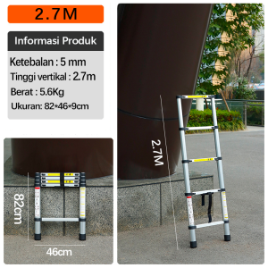 Reaim Tangga Lipat Aluminium Tangga Teleskopik 3.4M/4.2M/5.0M Multifungsi Tangga Lipat