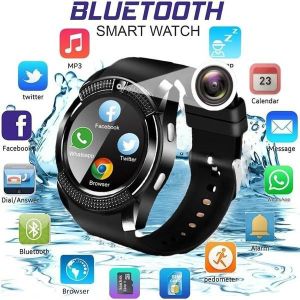 ♥【Readystock】FREE Shipping♥ V8 Smart Watch with Camera Waterproof Bluetooth Smart Watch with Camera Fitness Bracelet Cool Clock