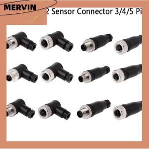 [MERVIN]💖[HOT SALE]🎈🎈 1PC M12 SENSOR CONNECTOR 3 4 5 PIN MALE FEMALE STRAIGHT Right Angle Plug