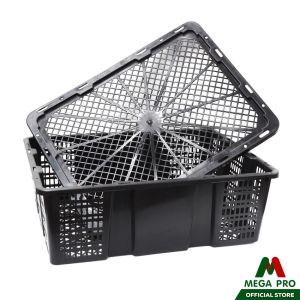Megapro -ตะกร้าเหลี่ยมใส่ผลไม้ พร้อม ฝาปิด สีแดง สีดำ 5 กก. ขนาด 27*39.5*13 ซม.