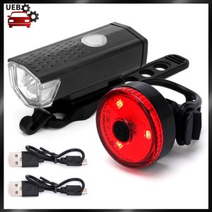 [Ueb Wholesale Mall] Bike Tail Light & Headlight Bike Rear Light Waterproof Bicycle Safe Light Rechargeable LED Riding Warning Light 3 Modes for Outdoor Cycling