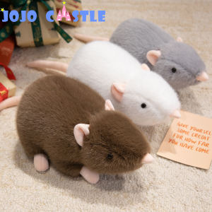JOJO CASTLE Adorable Lifelike Mouse Plush Toys 30/50/70/100cm Soft Fluffy Crawling Mouse Doll Cozy Throw Pillow Cute Mice Desktop Pets Kids Birthday Gift