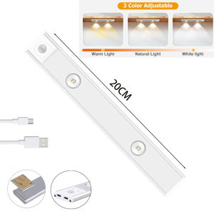 3 Colors Magnetic Motion Sensor Light Led Light Strip Wirless USB recharge for Bedroom Wardrobe Cabinet Study Lamp