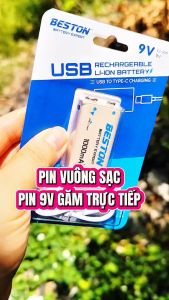 Pin sạc 9v Beston cao cấp dung lượng cao 1000mAh sạc trực tiếp bằng cáp USB