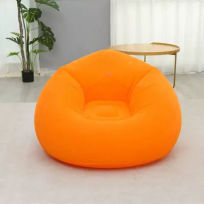 2in1 Lounge Sofa Bed Set Folding Portable Inflatable Lazy Flocking Recliner Chair with Footstool