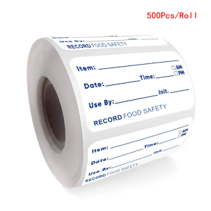 500Pcs/Roll Adhesive Food Labels Bakery Kitchen Glass Plastic Container Safety Storage Record Stickers Production Date Label