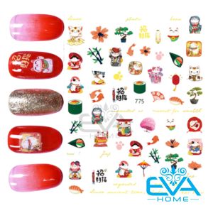 Miếng Dán Móng Tay 3D Nail Sticker Dạng Decal Dán Chống Nước Hoạ Tiết Bông Hoa Nhũ Vàng Cổ Phong Trung Hoa JO780