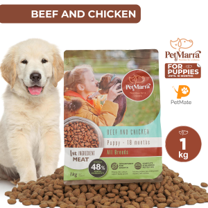 PetMarra Puppy Dog Dry Food up to 18 months Beef and Chicken Flavor 1kg - PetMate dogs kibble meat chickens