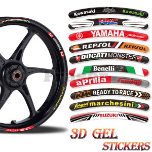 Universal 8pc Motorcycle Rim sticker Epoxy Gel 3D Reflective Car Alloy Wheel Decals Bike Custom Rim Stripes suitable for 16~22inch E-bikes