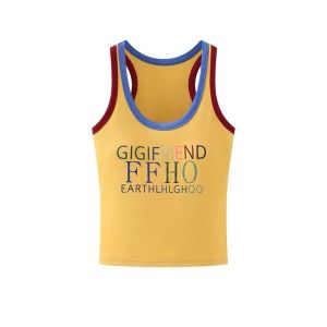 Fashion Letter-printed Padded Top Womens Fashion Color-blocked Sleeveless Camisole Top Basic Regula