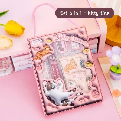 เซ็ตดินสอ 6 ชิ้น เซ็ตเครื่องเขียน พิมพ์ลายการ์ตูน 3 มิติ อุปกรณ์การเรียน สำหรับเด็ก พร้อมส่งจากไทย!!