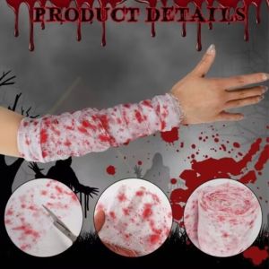 BMFUEW 5/10/15/20M Blood Gauze Bandage Scary Blood Stained Halloween Blood Cloth Staircase Accessories Hanging Halloween Doorway Curtains Halloween Decor