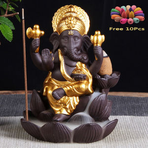 WHL Ganesha  Backflow Incense Burner Indian Elephant Incense Stick Holder Home Decorations Items Modern 檀香炉 倒流香香炉 陶瓷倒流香炉