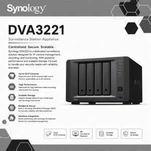 Synology DVA3221 4 Bay NAS Smarter Surveillance Station