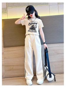 JS256 setelan crop kulot list garis anak perempuan remaja / setelan baju anak tanggung