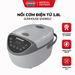 Nồi Cơm Điện Tử 1.8L Sunhouse SHD8912 - Công Suất 700W Lòng Nồi Dạng Niêu Nấu Cơm Cháy Ngon