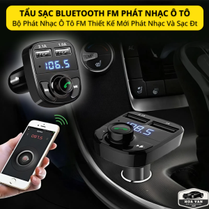 Tẩu Sạc Bluetooth Thông Minh Nghe Đài FM Bộ Chuyển Đổi Phát Nhạc Ô Tô Sạc Điện Thoại Tẩu Sạc Xe Hơi 8X