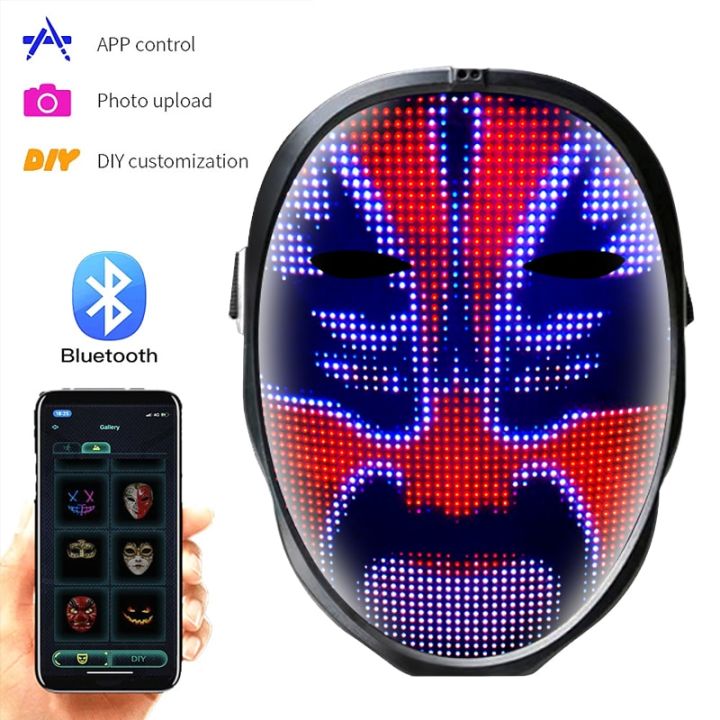 Festival Party Cosplay Mask with Programmable LED Lighted Gesture Face ...