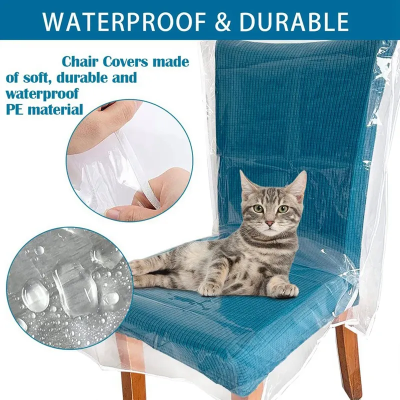 Pcs Plastic Chair Covers for Dining Chairs Waterproof Anti Cat