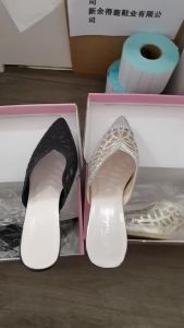 WomenS Summer New Mesh Rhinestone Pointed Toe Thin Heel High Heel Outdoor Sandals