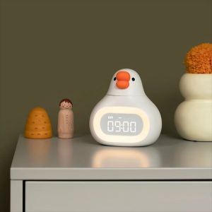 RGFV STORE Điều khiển cảm ứng Đồng hồ báo thức Big Goose Màn hình LED Sáng tạo Đồng hồ báo thức kỹ thuật số Đa chức năng 12/24 giờ Đèn bàn hình ngỗng hoạt hình Đánh thức trẻ em