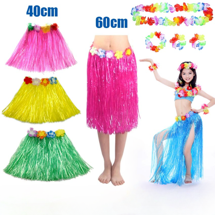 Ankelesz Hawaiian Party Grass Skirts Kids Plastic Short Skirt