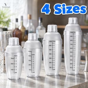 Cocktail Shaker Food Grade PC Clear Graduated Drink Mixer For Milk Tea Home Bar Bartending Tool