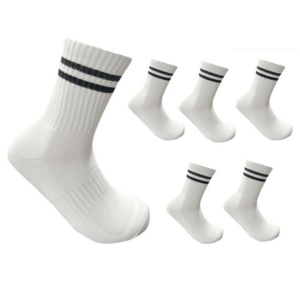 6 Pairs Vivachouchou Women’s Cushioned Sports Socks – Mid-Calf Striped Breathable Anti-Slip All-Season | Ships from Korea