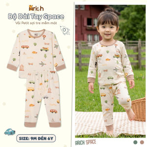 Bộ dài tay Space thương hiệu Arich vải sợi tre petit cho bé trai bé gái size 9 tháng - 6 tuổi