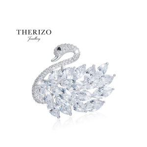 Therizo Jewellery Swan Brooch / Pin embellished with Premium Crystals from Austria Kerongsang Angsa Perempuan Ready Stock