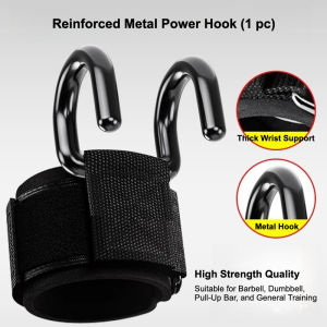 Gym Support Hooks 1-Piece with Wrist Straps for Training