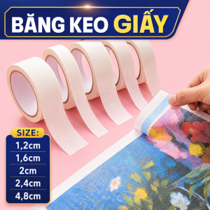 2 CUỘN Băng keo giấy nhiều kích cỡ 12cm 16cm 2cm 24cm 48cm băng dính giấy che sơn ghi chú