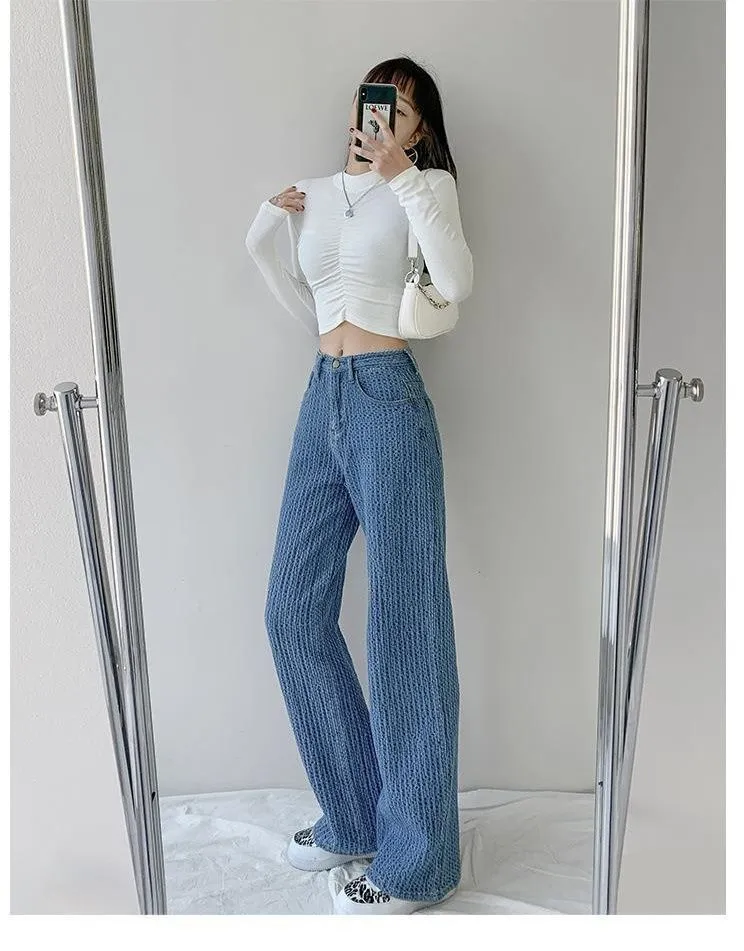 Plus size ins wide leg jeans for women students Korean style