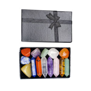 Chakra Stone Set Natural Crystal Seven Hexagonal Column Power Stone Gift Set for Friends Brothers and Family
