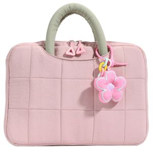 XUANY Puffy Laptop Sleeve with Pendant Portable Computer Handbag Cute 14 Inch Tablet Carring Case For Women