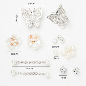 18 cái/bộ CROCS jibbitz Charms giày hoa kim cương pha lê bướm trang sức có thể tháo rời khóa giày Giày chuỗi cho CROCS