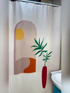 Bathroom Shower Curtain Waterproof Shower Curtain Sliding Shower Screen Panel Simple Stylish Easy to Store and Take Care Shower Screen Panel Shower Curtain Rod Set