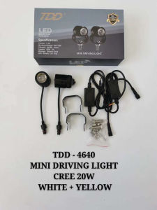 M King⭐ TDD Litht original Motorcycle mini Driving Light （White+Yellow 20W） ⭐ Super Bright⭐