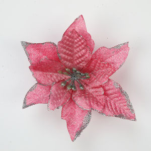 10Pcs 13CM Christmas Fake Flower Poinsettia Artificial Xmas Tree Ornaments Wreath Home Decor